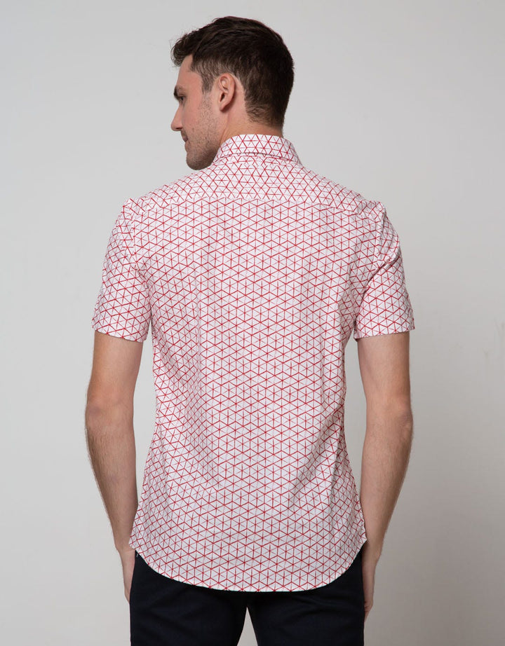 Stanley Adams Short Sleeve Shirt Print Stripes Slim