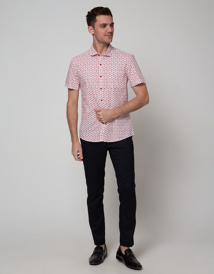 Stanley Adams Short Sleeve Shirt Print Stripes Slim
