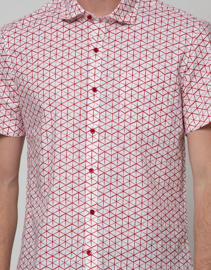 Stanley Adams Short Sleeve Shirt Print Stripes Slim