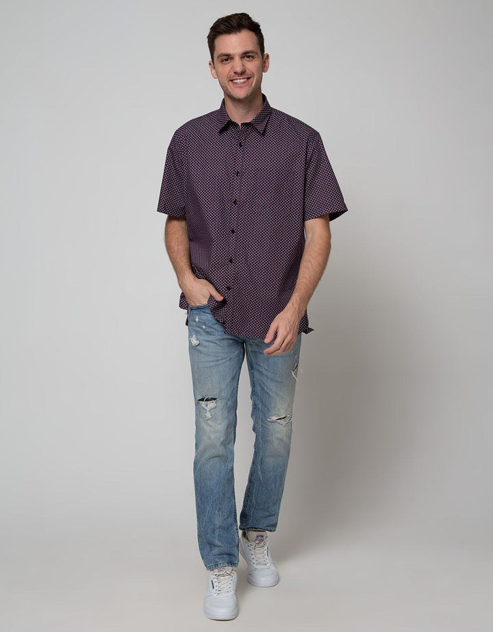 Stanley Adams Short Sleeve Shirt Print Regular Pocket