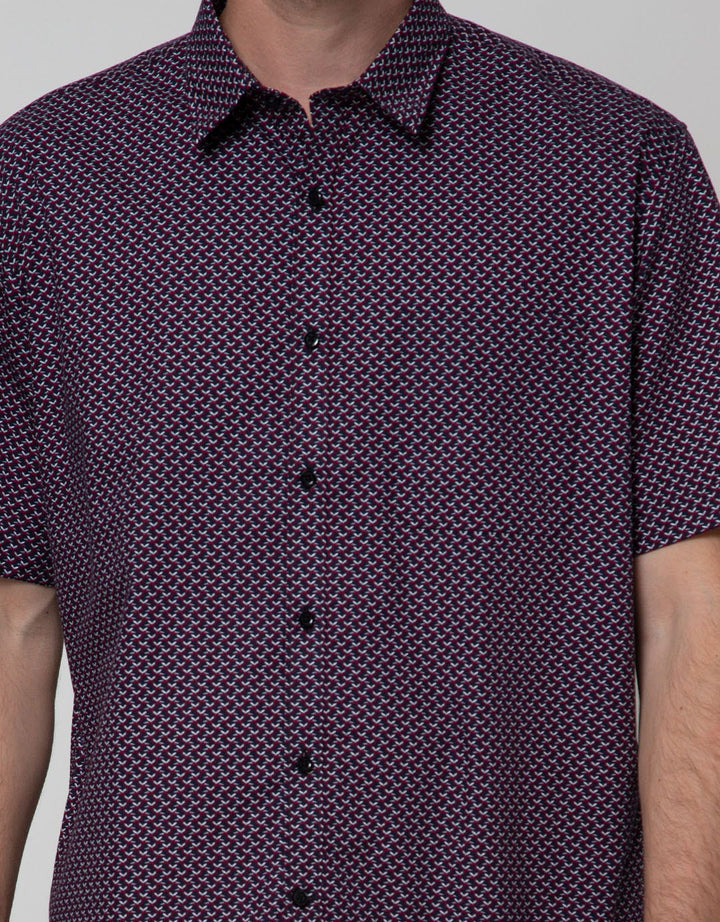 Stanley Adams Short Sleeve Shirt Print Regular Pocket