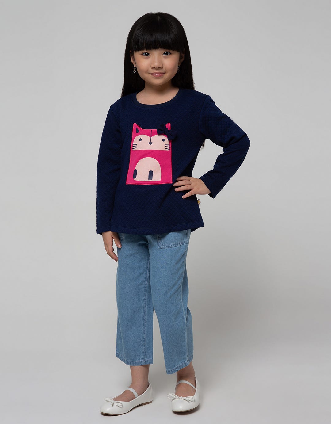 Little M Long Sleeve T-Shirt Waffle Cat Application