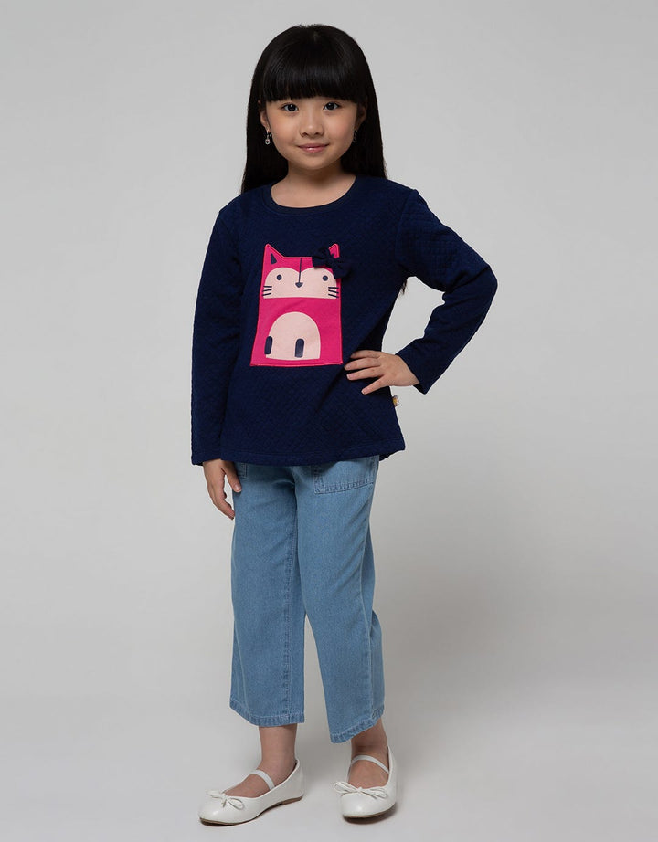 Little M Long Sleeve T-Shirt Waffle Cat Application