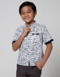 Little M Short Sleeve Shirt with Shark Motif