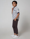 Little M Short Sleeve Shirt with Shark Motif