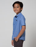Little M Short Sleeve Shirt Print Stripe Bow Tie