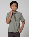 Little M Short Sleeve Shirt Kotak Kantong Cargo Dasi