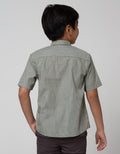 Little M Short Sleeve Shirt Kotak Kantong Cargo Dasi