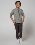 Little M Short Sleeve Shirt Kotak Kantong Cargo Dasi