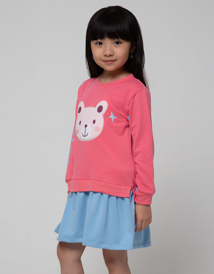 Little M Long Sleeve Midi Dress Drecut N Sewn Ruffle Bear