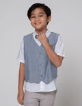 Little M Short Sleeve Shirt Solid Vest Stripe + Bow Tie