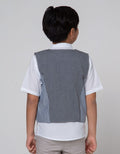 Little M Short Sleeve Shirt Solid Vest Stripe + Bow Tie