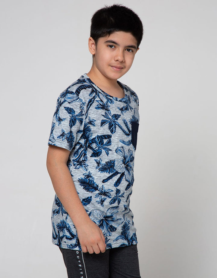 Nevada Short Sleeve T-Shirt Rotary Print Tropical With Pocket