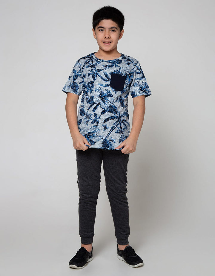 Nevada Short Sleeve T-Shirt Rotary Print Tropical With Pocket