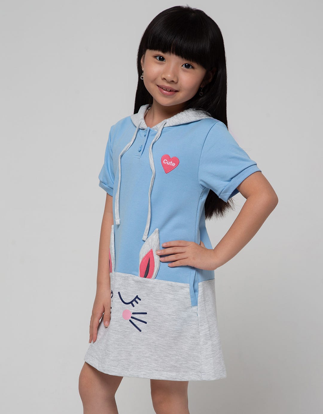 Little M Short Sleeve Midi Dress Drehoodie Cut N Sewn Rabbit