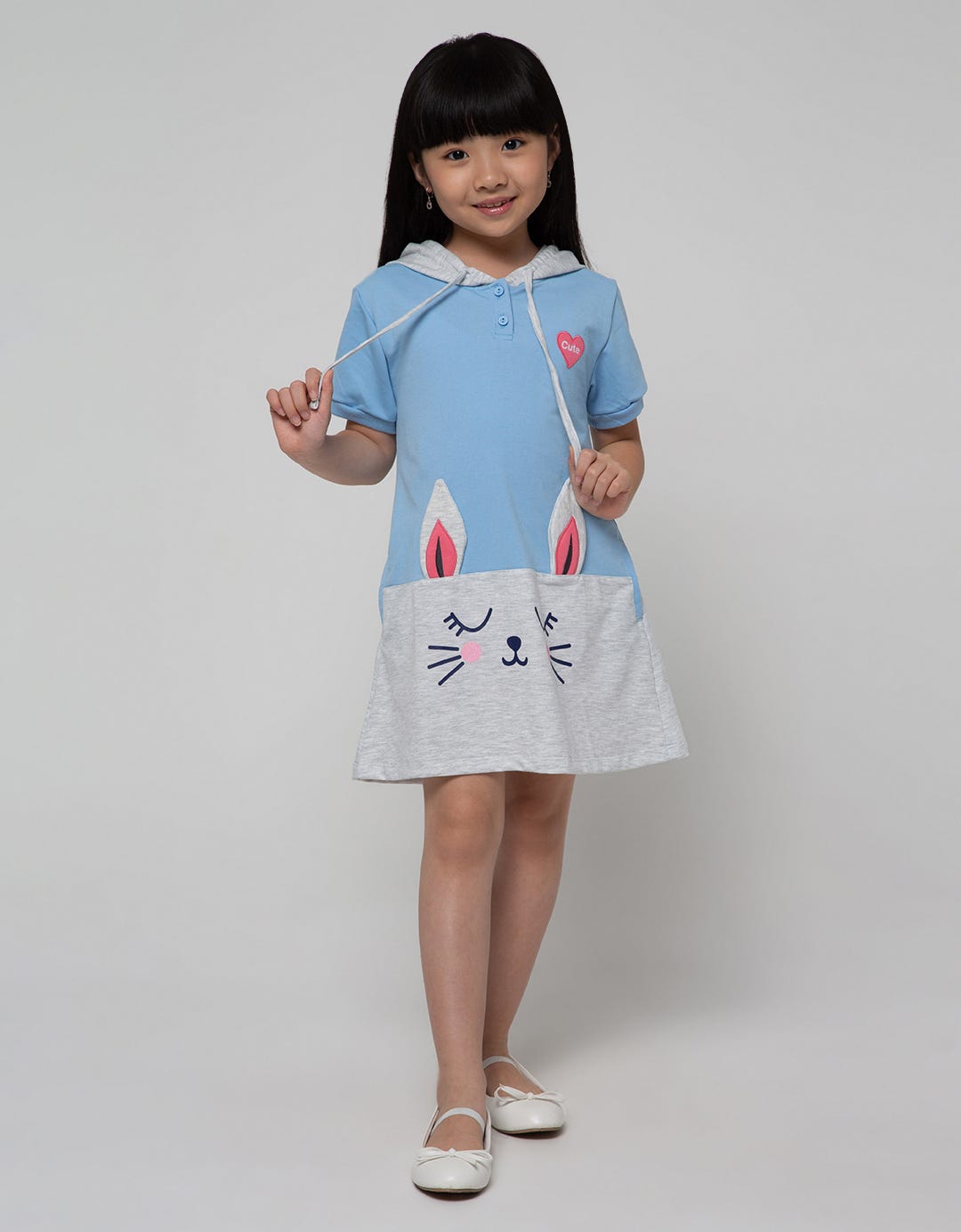 Little M Short Sleeve Midi Dress Drehoodie Cut N Sewn Rabbit