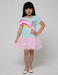 Little M Short Sleeve Midi Dress Fantasy Land Unicorn