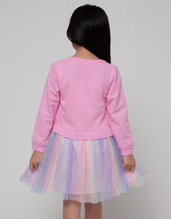 Little M Long Sleeve Midi Dress Tile Fantasy Land Unicorn