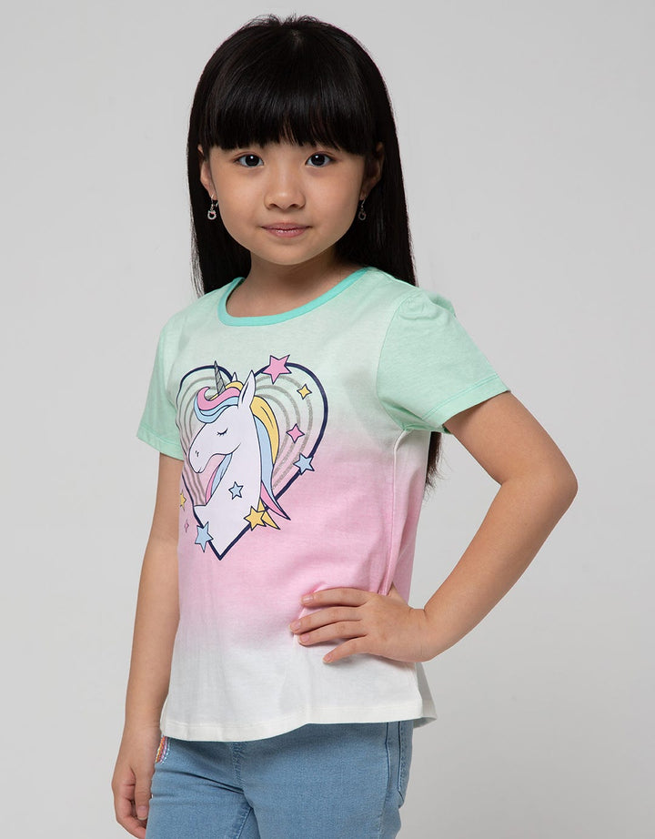 Little M Short Sleeve T-Shirt Ombre Unicorn Heart Jersey