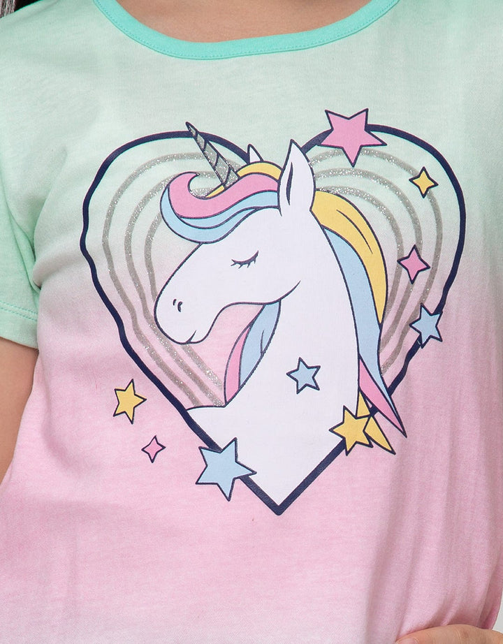 Little M Short Sleeve T-Shirt Ombre Unicorn Heart Jersey