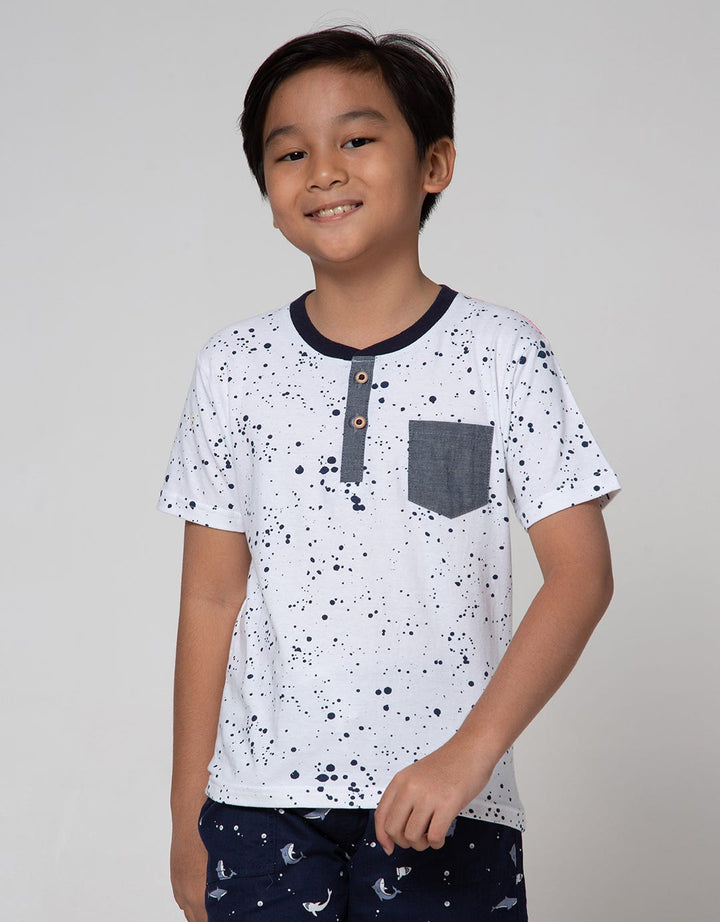 Little M Short Sleeve T-Shirt Henley Fp Splash