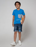 Little M Denim Shorts Rib Whisker Shark Roll Up