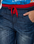 Little M Denim Shorts Rib Whisker Shark Roll Up