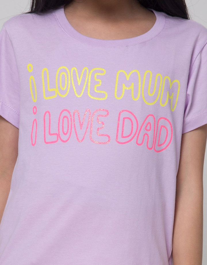 Little M T-Shirt Ki Word I Love Mom I Love Dad
