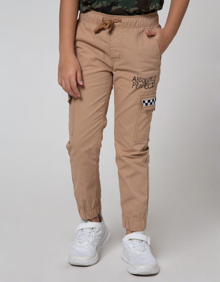 Little M Long Pants Woven Karet Non Jogger Cargo Checked