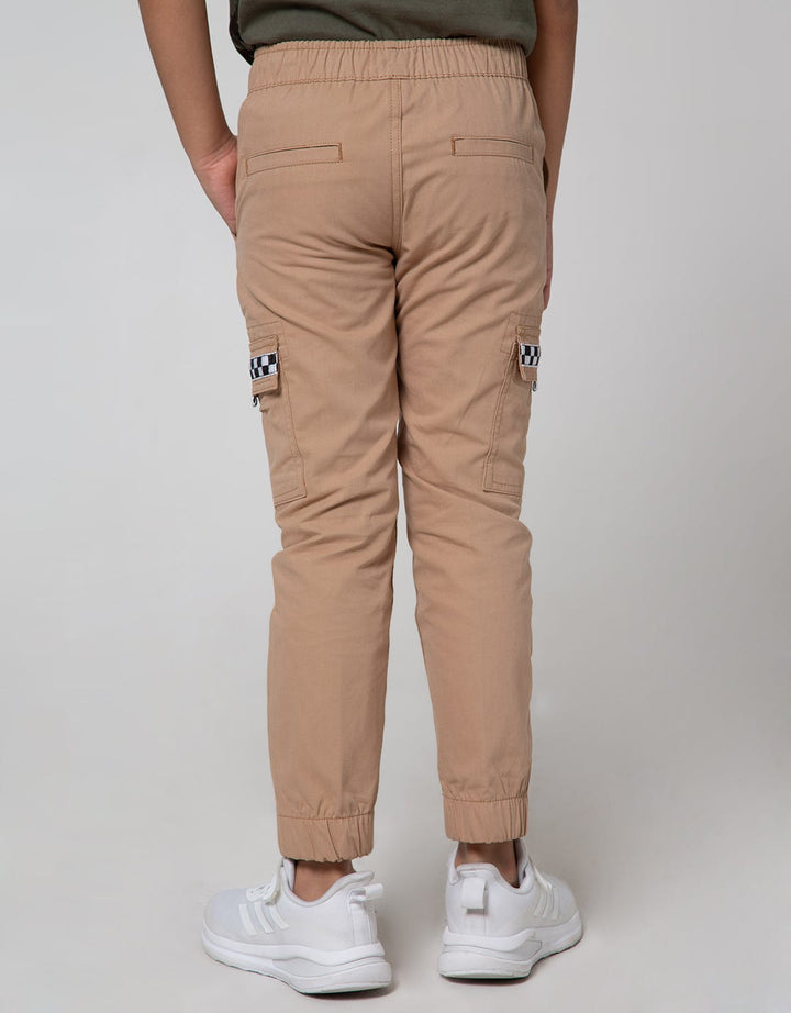 Little M Long Pants Woven Karet Non Jogger Cargo Checked