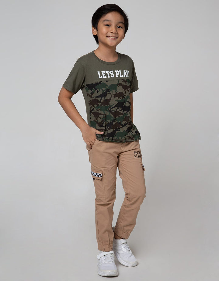 Little M Long Pants Woven Karet Non Jogger Cargo Checked