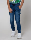 Little M Denim Pants Karet Non Stretch Jogger Cargo