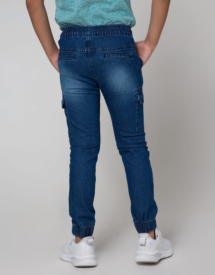 Little M Denim Pants Karet Non Stretch Jogger Cargo