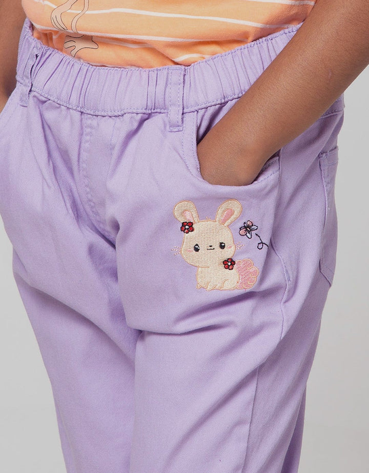 Little M Jogger Woven Ruffle Bawah Bordir Kelinci