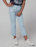 Little M Denim Long Pants Jegging Woven Bordir Meow