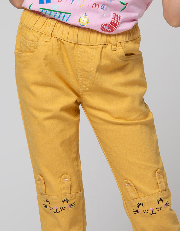 Little M Denim Long Pants Jegging Woven Bordir Lutut