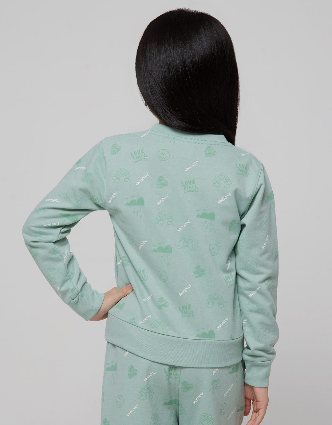 Little M Sweatshirt Full Print On Tone Lovely Cat