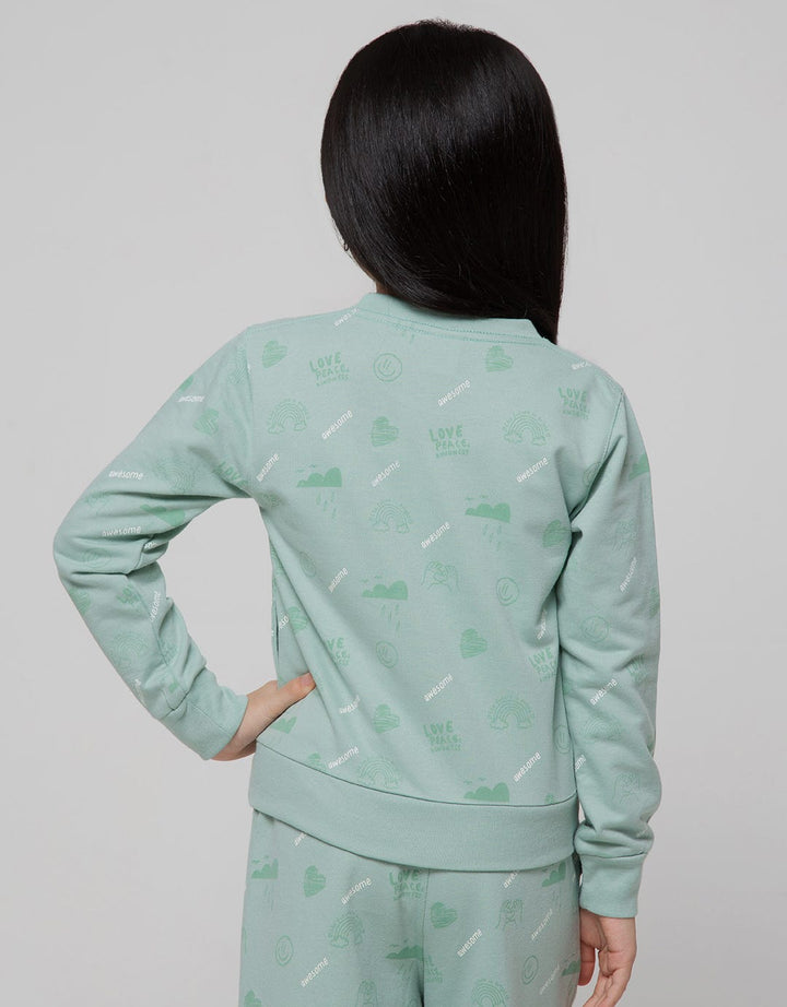 Little M Sweatshirt Full Print On Tone Lovely Cat