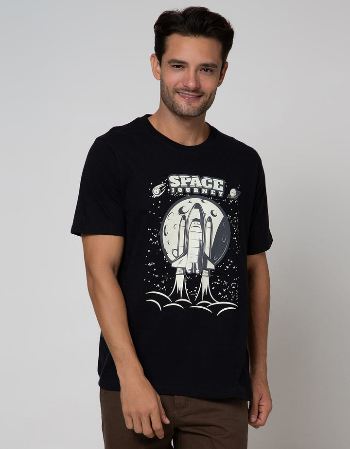 T Zone Short Sleeve T-Shirt Print Outer Space Space Journey