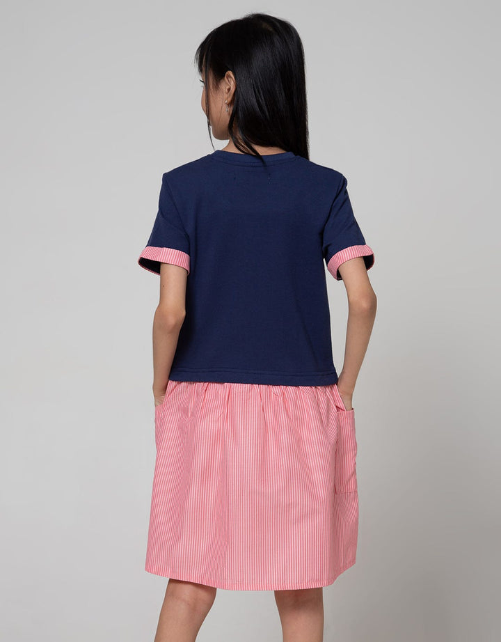 Aero Short Sleeve Dress Kombinasi Woven