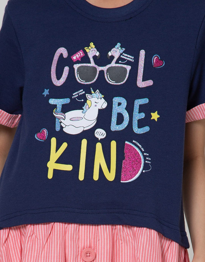 Aero Short Sleeve Dress Kombinasi Woven