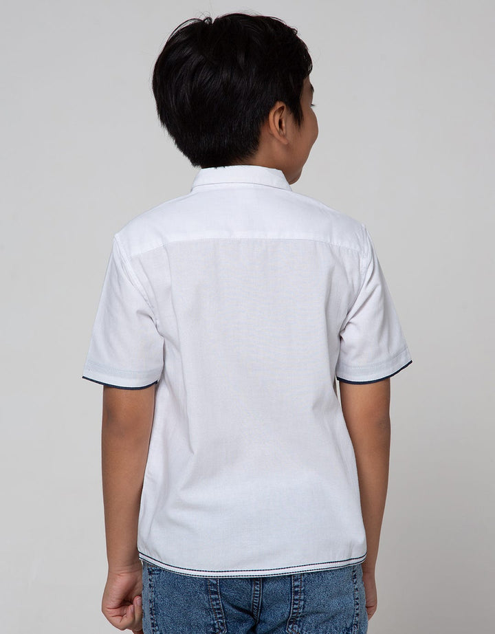 Little M Short Sleeve Shirt Oxford Print Dino Dasi