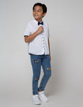 Little M Short Sleeve Shirt Oxford Print Dino Dasi