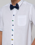 Little M Short Sleeve Shirt Oxford Print Dino Dasi