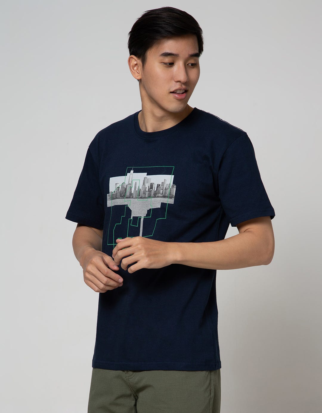 T Zone Short Sleeve T-Shirt Photoprint City - Be Your Better Tfpf2-C5:Navy Blue:S:Graphic:Ss T-Shirt