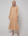 Annisa Long Sleeve Maxi Dress With Triangle Bottom Panel