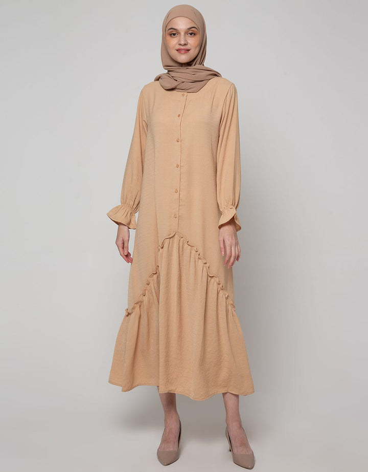 Annisa Long Sleeve Maxi Dress With Triangle Bottom Panel