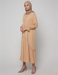 Annisa Long Sleeve Maxi Dress With Triangle Bottom Panel