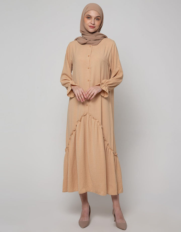 Annisa Long Sleeve Maxi Dress With Triangle Bottom Panel