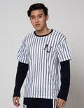 American Jeans Long Sleeve T-Shirt Tee Varsity Stripe